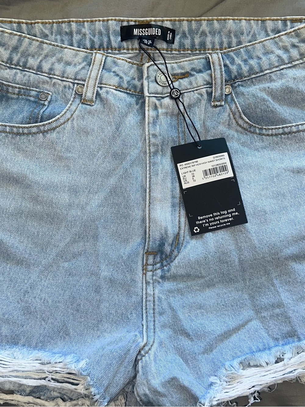 Missguided Light Blue Men’s Relaxed Denim Shorts